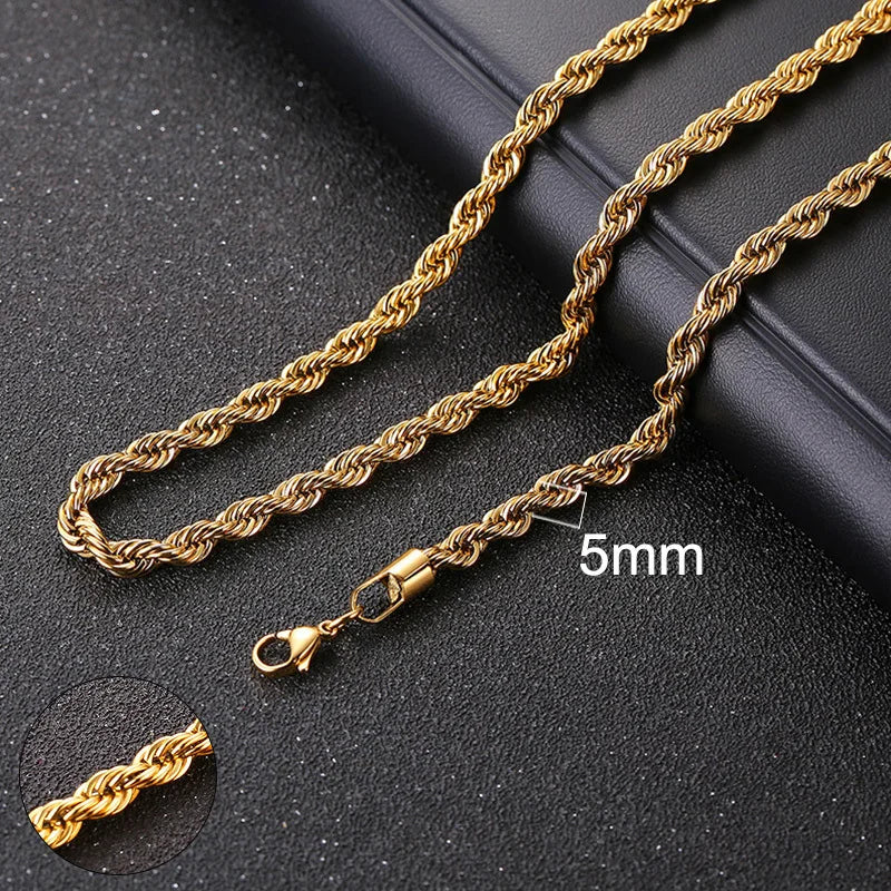 Vnox Cuban Chain Necklace for Men Women,Basic Punk Stainless Steel Curb Link Chain Chokers,Vintage Gold Color Solid Metal Col