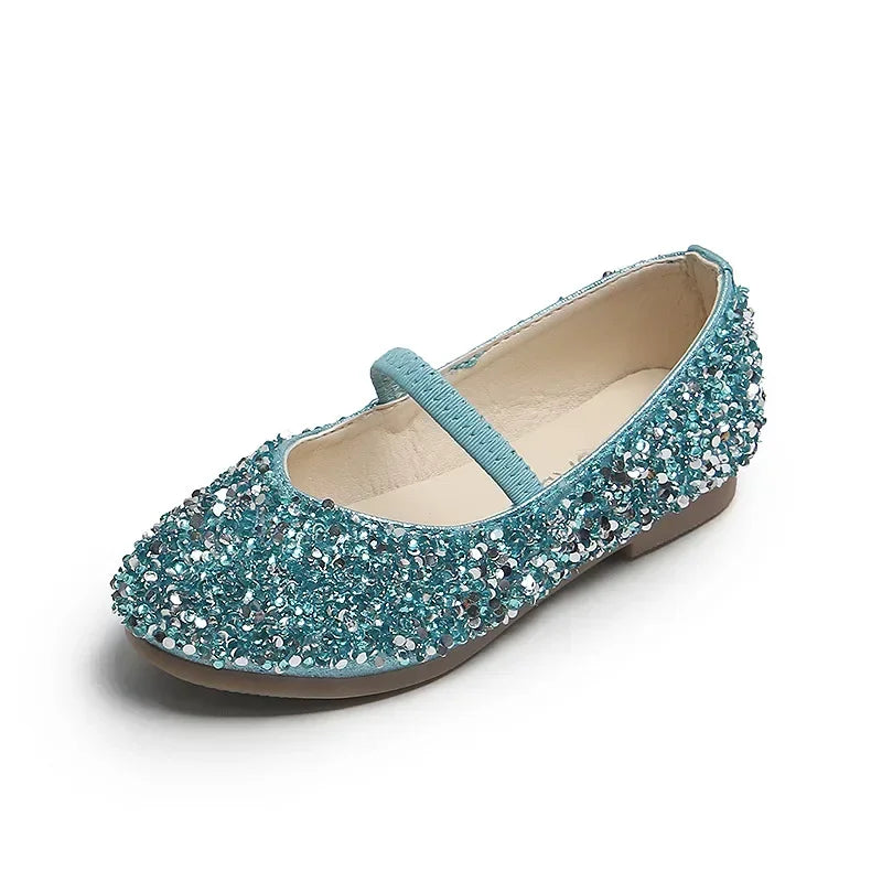 2026 Spring 1 to 12 years old girls dress shoes Beauty Pointed Toe Teen Girl Leather Shoes Bling Princess Wedding Shoes F1213
