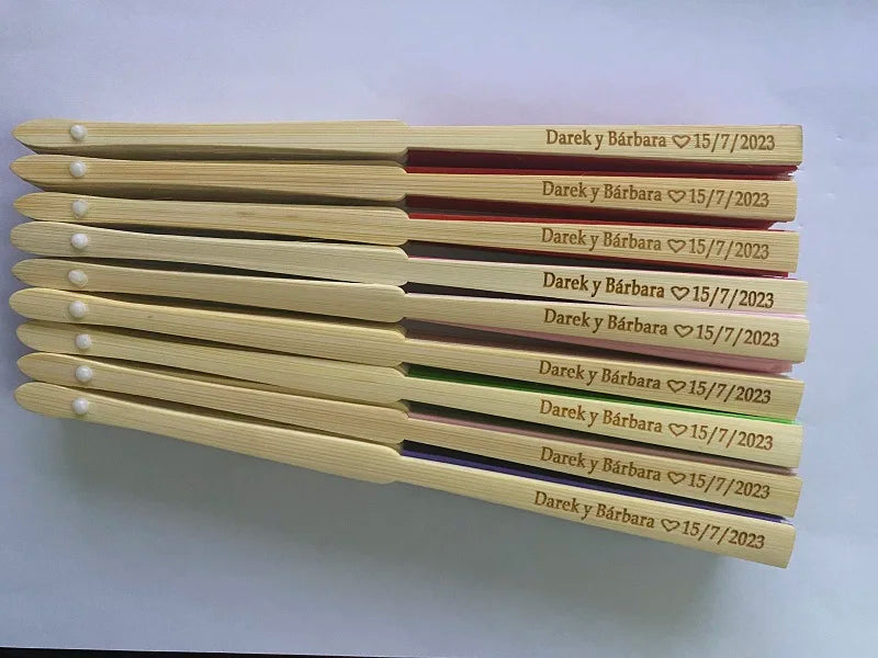 20pcs Personalized Engraved Silk Hand Fan Wedding Fold Fan Vintage Fans Customized Wedding Favor