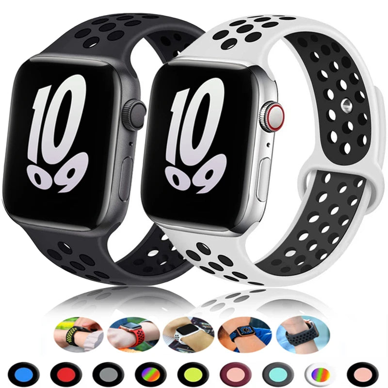 Sport Strap for Apple Watch Band 46mm 44mm 40mm 42-38-41mm 45mm Breathable Bracelet iWatch Series 10 9 8 7 6 SE 5 3 Ultra 2 4