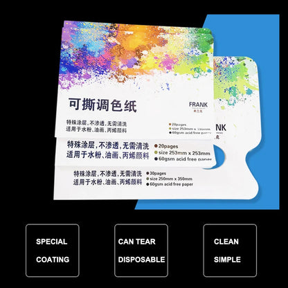 Artist Disposable Tear-Off Palette Paper Paint Palette Paper Pad for Artist Gouache Acrylic Oil Painting Watercolor Art Suppl