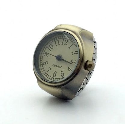Vintage Punk Finger Watch Mini Elastic Strap Alloy Watches Couple Rings Jewelry Clock Retro Roman Quartz Watch Rings Women Me