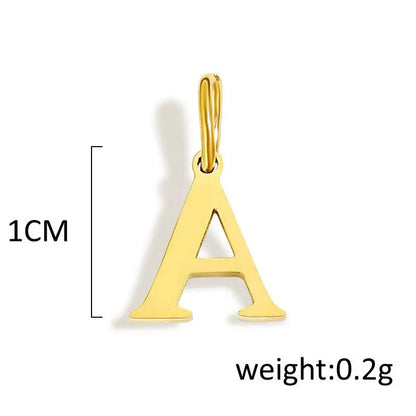 26 Letter Alphabet Initial 10mm Charm Pendant Jewelry Gold Stainless Steel Simple PVD Plated DIY Necklace Bracelet Jewelry