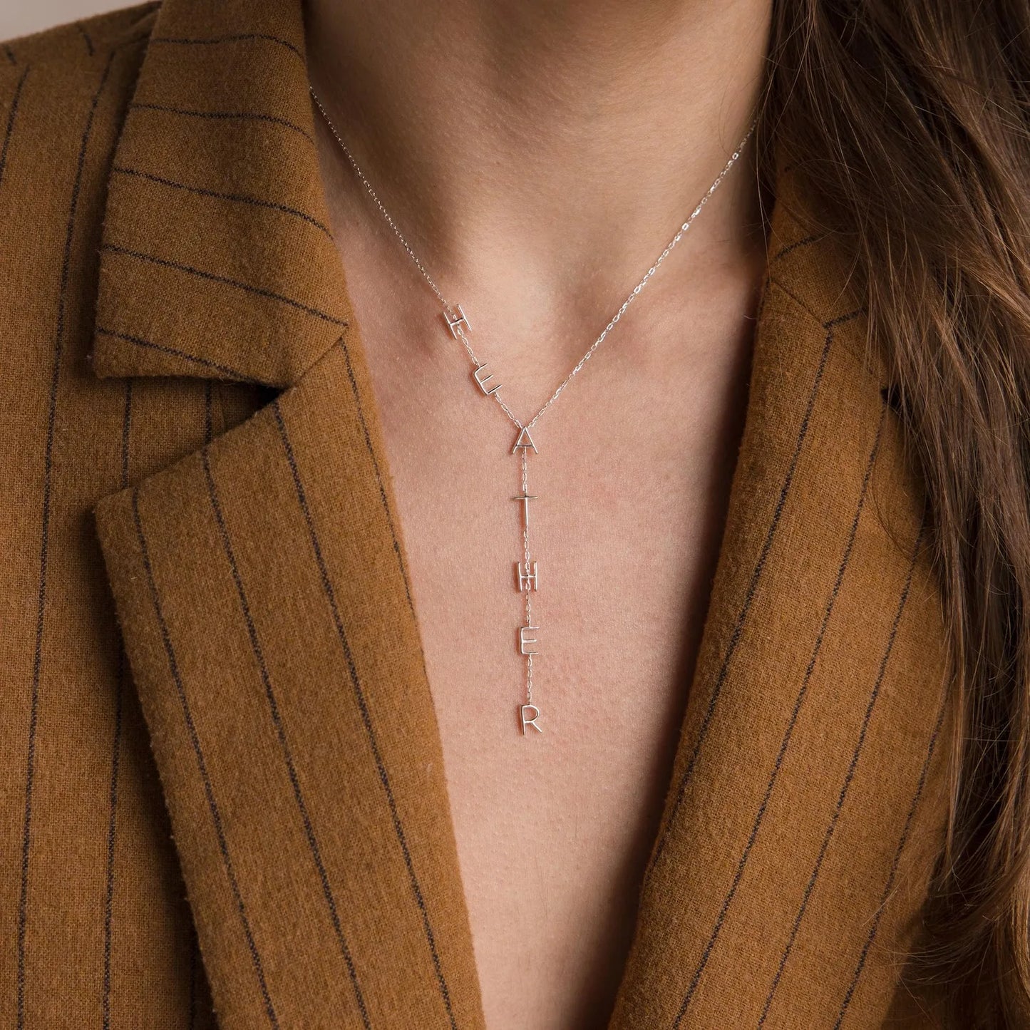 Custom Lariat Name Necklace Personalization Letter Necklaces For Women Unique Y Choker Initial Chokers Stainless Steel Jewelr