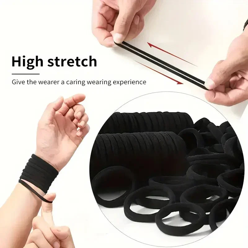 High Elastic Hair Bands for Women Girls Black Basic Hair Tie Headband Simple Ponytail Holder Headwear Hair Accessories