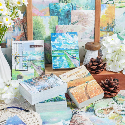 200 sheet Four Seasons Landscape material paper Decor Diary Album Scrapbooking material Background paper junk journal supplie