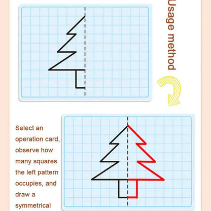 30 page children's grid symmetrical drawing toy focuses on fine motor skills writing and 4-color brush control training drawi