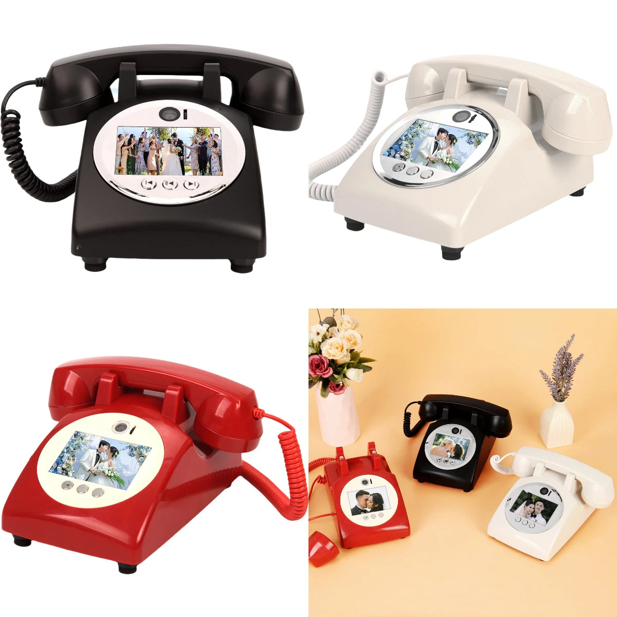 Wedding Audio Video Guestbook Phone Unique AV Guestbook Phone for Weddings Banquet Guest Video Sign-in Phone Party Wishes Vid