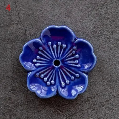 Cherry Blossom Incense Burner Home Ceramic Decor Stick Holder Aromatherapy Censer Office Teahouse Ornament