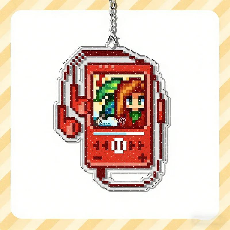 Game Stardew Valley Sebastian Shane Elliott Cosplay Keychain Acrylic Pixel Walkman Pendant Keyring Key Chain Bag Accessory Pr