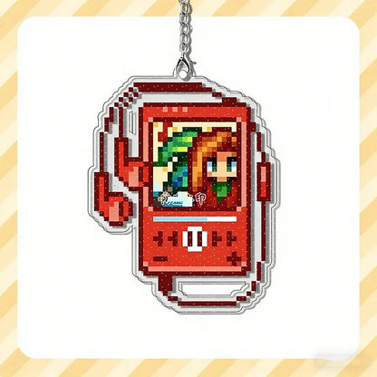 Game Stardew Valley Sebastian Shane Elliott Cosplay Keychain Acrylic Pixel Walkman Pendant Keyring Key Chain Bag Accessory Pr