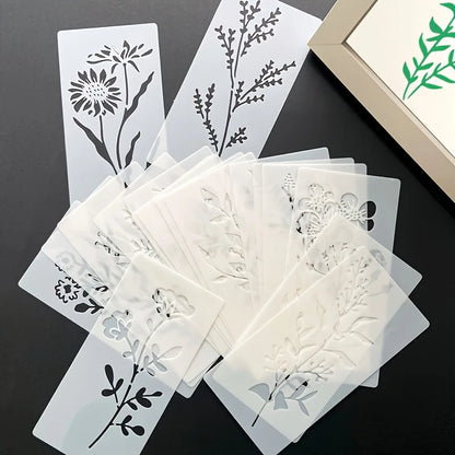 18Pcs/set DIY Flower Painting Stencils, Reusable Plastic Templates for Wood, Fabric, Paper Spray Paint & Graffiti Craft Suppl