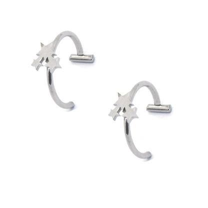 2PCS Trendy 10mm Stainless Steel Punk Clip on Fake Piercing Nose Wrap Lip Rings Unisex Nose Ring Women Men Tusk Body Jewelry 
