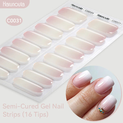 Gradient Auroras Semi Cured Gel Nail Strips Sparkly Shinning DIY Gel Polish Stickers for Nails Works with UV/LED Nail Lamps -