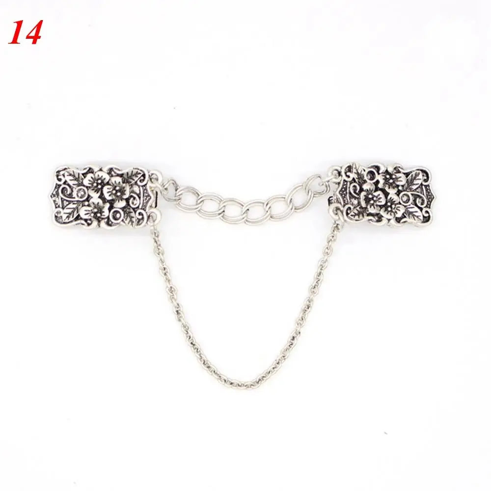 Women Carved Flower Cardigan Sweater Blouse Shawl Clips Shirt Collar Shawl Brooch Retro Duck Clip Clasps Charm Accessories Gi