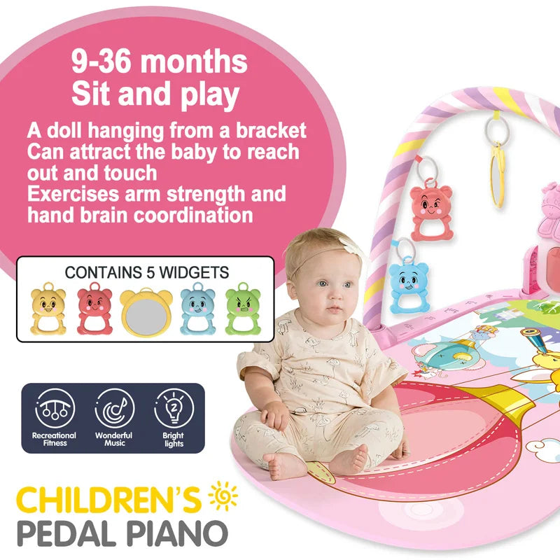 Baby Fitness Stand Music Play Gym Activity Toys Newborn Piano Crawling Blanket Pedal Game Pad Early Education 0-36 Months Gif