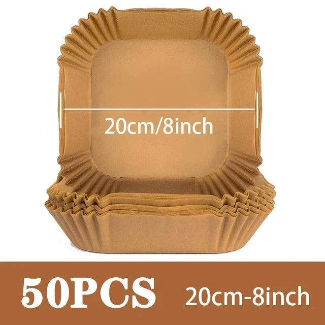 50Pcs Air Fryer Disposable Paper Non-Stick Airfryer Baking Papers Round Air-Fryer Paper Liners Paper Kitchen Accessories - 50