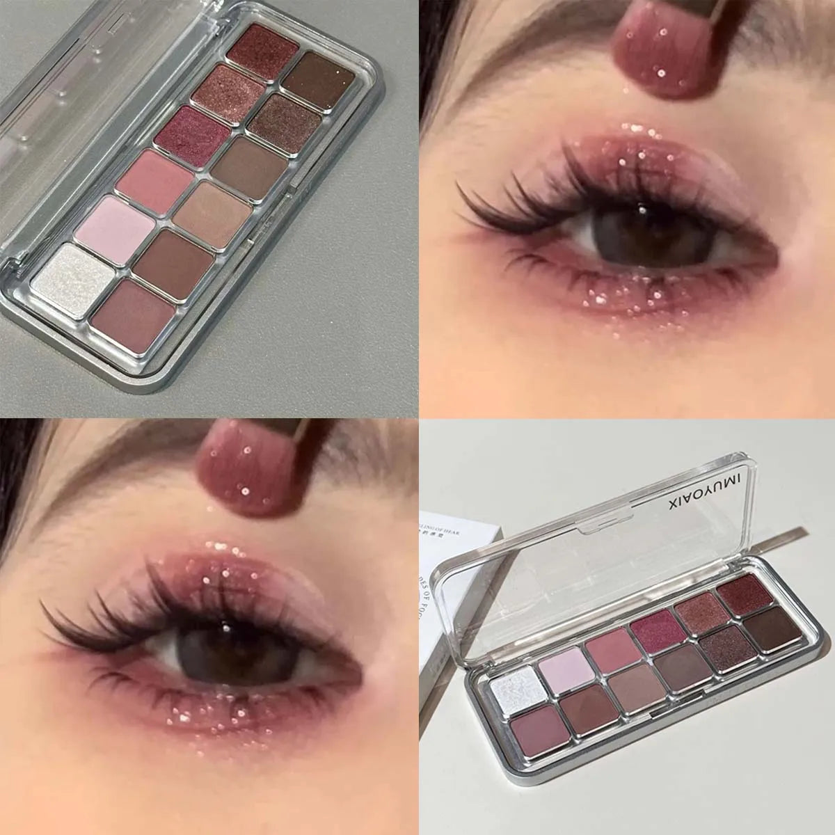 Sexy Rose Wine Red Brown Glitter Eyeshadow Saturation Soft Matte Grey Pink 12 Color Eye Shadow Makeup Palette Eye Contour Mak