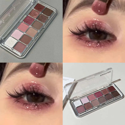 Sexy Rose Wine Red Brown Glitter Eyeshadow Saturation Soft Matte Grey Pink 12 Color Eye Shadow Makeup Palette Eye Contour Mak
