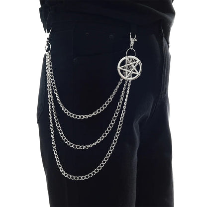 Punk Pants Chains Belt Chain for Man Women Jean Trousers Chains Goth Jewelry Gothic Emo Scene Accessories - silver color B