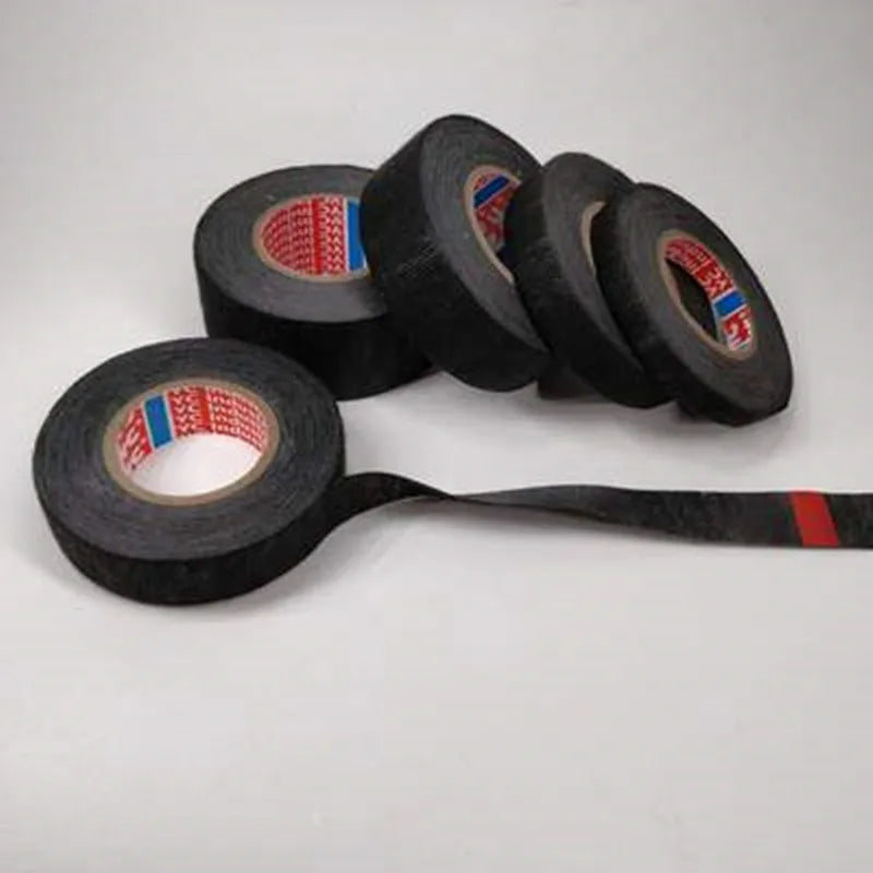 15M 9/15/19/25/32MM Heat-resistant Adhesive Cloth Fabric Tape For Automotive Cable Tape Harness Wiring Loom Electrical Heat T