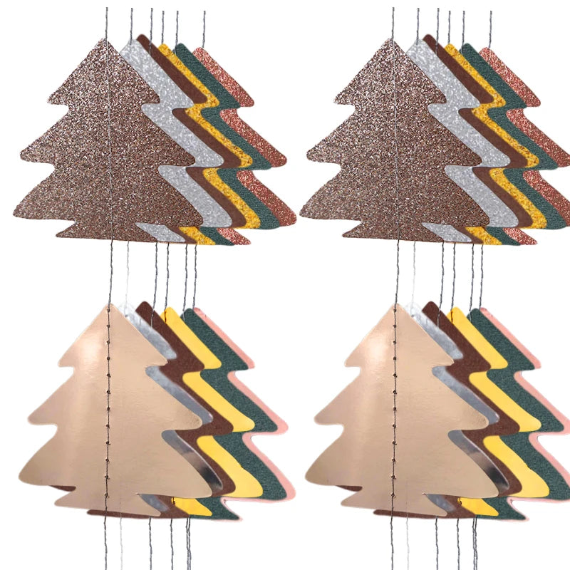 Green Brown Woodland Theme Party Decor Christmas Tree Ornament Paper Pine Tree Garland Banner Hanging Nature Camping Party De