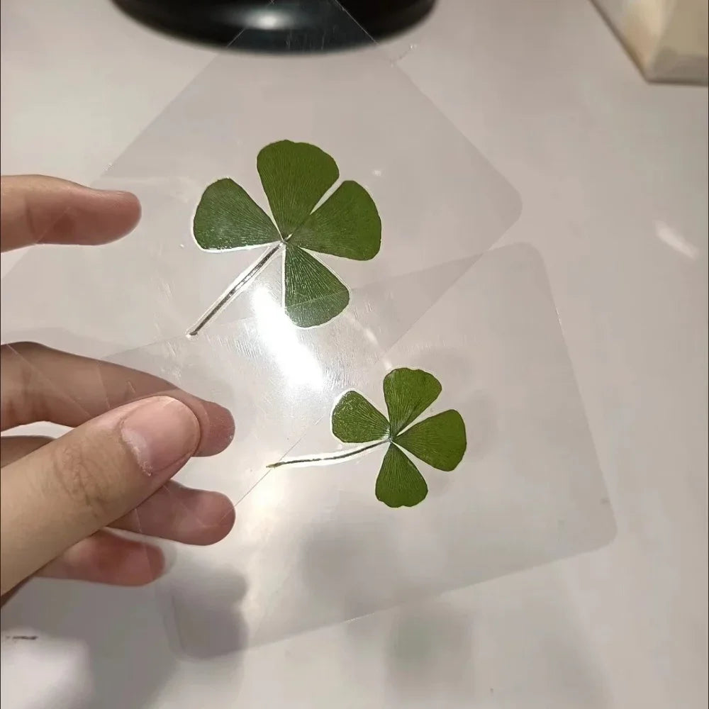 5Pcs Lucky Clover Postcards Grass Transparent Wishing Cards Ideal for Bookmarks & Decorations Perfect Holiday Gifts