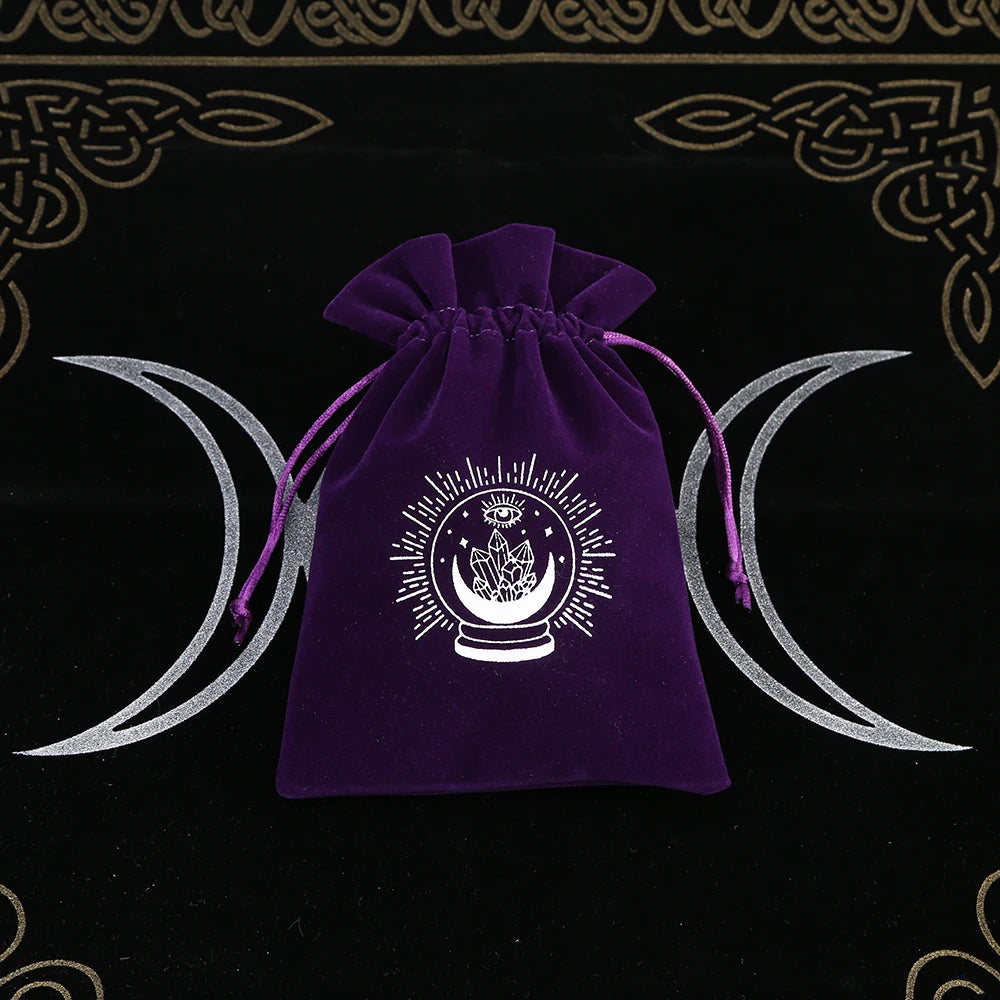 1Pcs Tarot Storage Velvet Bag Drawstring Suede Pocket Board Game Card Embroidery Package Witchcraft Supplies for Altar Tarot 