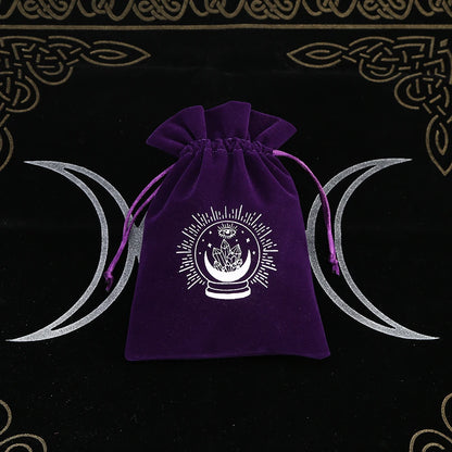 1Pcs Tarot Storage Velvet Bag Drawstring Suede Pocket Board Game Card Embroidery Package Witchcraft Supplies for Altar Tarot 