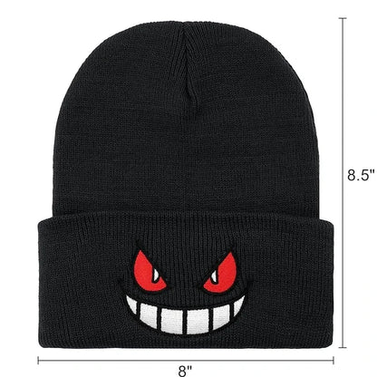 Anime Cap Unisex Daily Hat Adult Kids Cartoon Embroidered Knitted Hat Halloween Cosplay Prop Christmas Gift - black