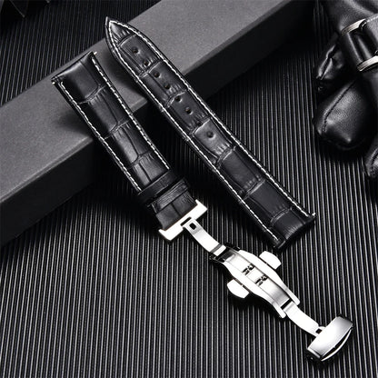 Genuine Calfskin Leather Watchbands Business Replace Watch Band 18mm 20mm 22mm 24mm With Butterfly Buckle Wristwatch Strap