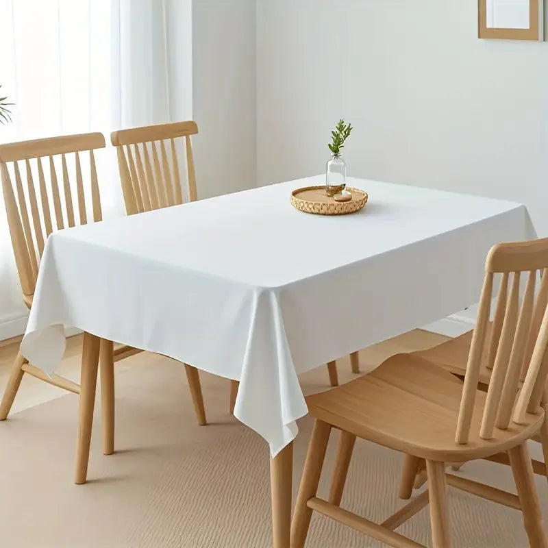 White Table Cloth Waterproof Anti Scratch Polyester Tablecloth Decorative Washable Fabric Table Cover Home Dining Buffet Part