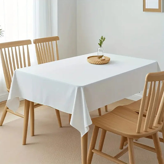 White Table Cloth Waterproof Anti Scratch Polyester Tablecloth Decorative Washable Fabric Table Cover Home Dining Buffet Part