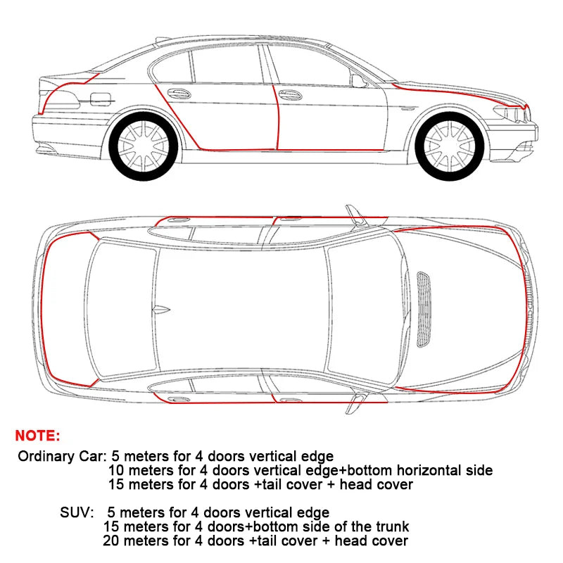 SEAMETAL Car Door Edge Seal Strip 2/5/10m U-Shape Auto Door Protector Guard Trim Anti-Scratch Weather Strip Decoration Sticke