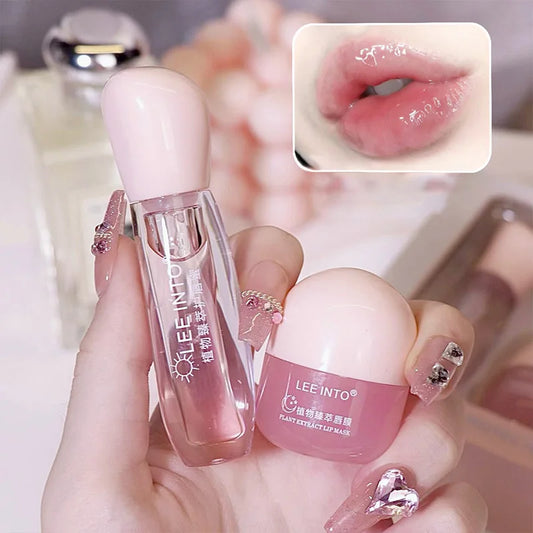 Leeinto Plant Essence Lip Care Set: Moisturizing, Long-Lasting Nourishment, Gentle Formula, Lightweight Texture, Lip Gloss, L