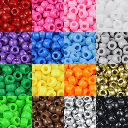 100/200/400pcs 6x9mm Solid Color Large Hole Pony Beads DIY Jewelry Making For Friendship Bracelets & Hair Braids Craft Suppli