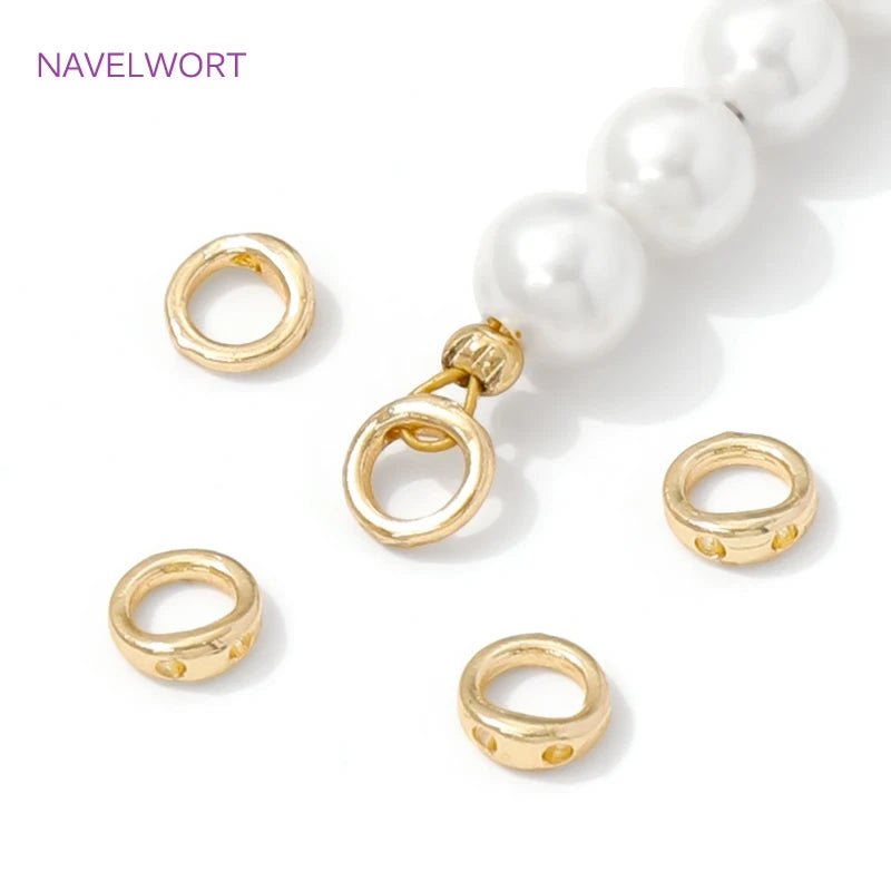 10/20Pcs 18K Gold Plated End Beads Tip,Brass End Caps For Jewelry Making,Connecting Rings For Jewelry,DIY Bracelets Accessori