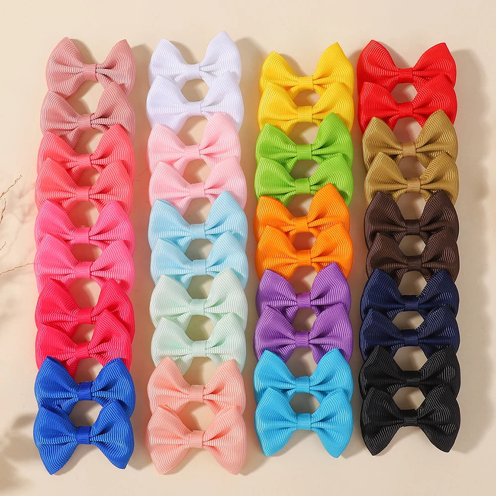 10/20/26/40pcs Random Color Bow Ribbon Hair Bow Clips Handmade Hairgripes Headwear Hairpins Baby Kids Hair Accessories - Rand
