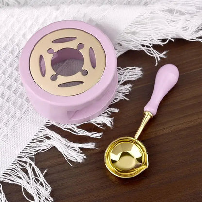 1/2/3pcs Wax Seal Set Wood Wax Melting Lacquer Furnace With /Spoon/Handle Wax Bead Melting Heater Wax Pot Heater For Stamp Cr