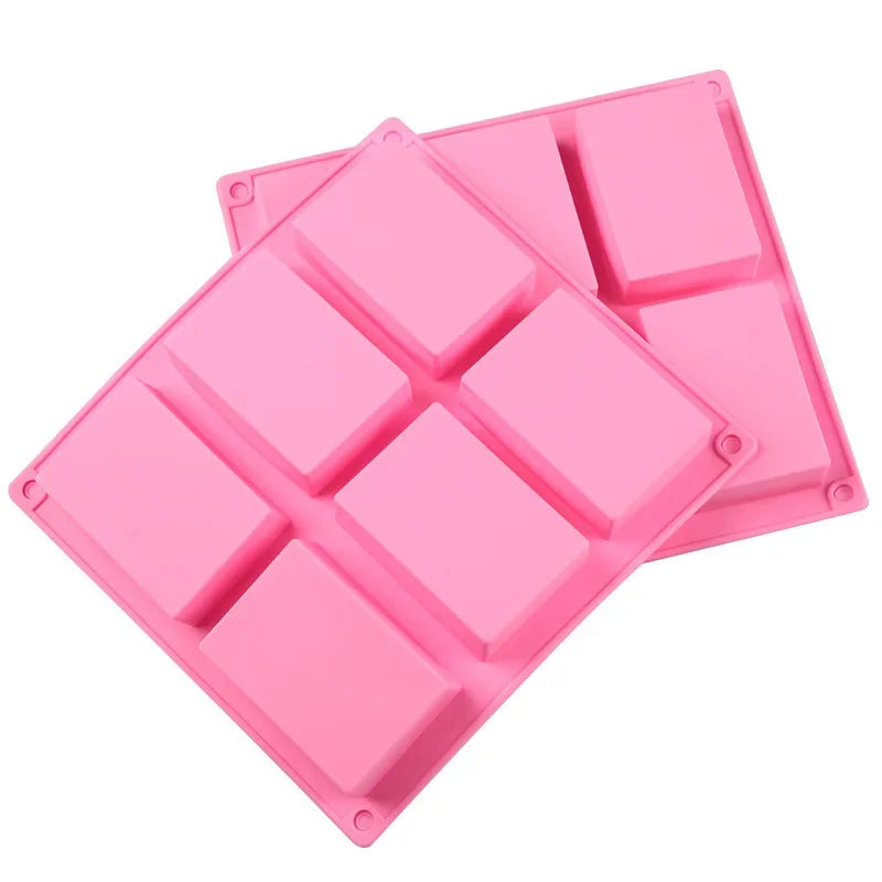 6 grid Handmade Soap Silicon Mold 6 types Floral Pattern Flat Bottom Essential oil Toilet Soap DIY Baking Cake Square Mold - 