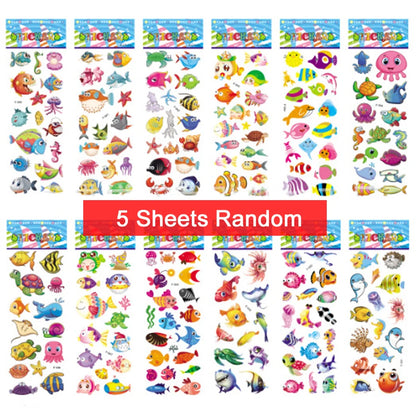 5 Sheets Kids Stickers Puffy Stickers for Children Birthday Christmas New Year Gift for Girl Boy Scrapbooking Cartoon Sticker