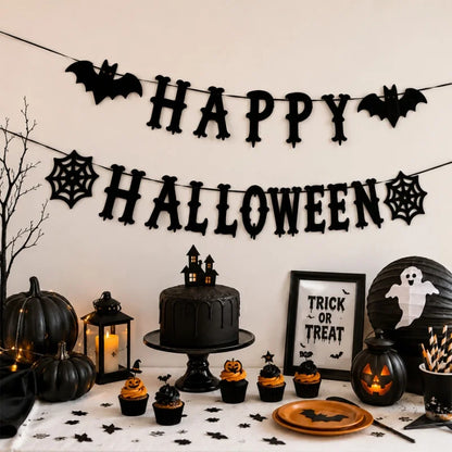 Halloween Felt Banner Garland Assorted Styles Hanging Bunting Flags for Party Home Wall Fireplace Mantel Decoration Supplies 