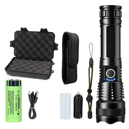Rechargeable Flashlights High Power LED Tactical Flashlight Super Bright Handheld Hunting Torch Light for Emergency Hiking - 