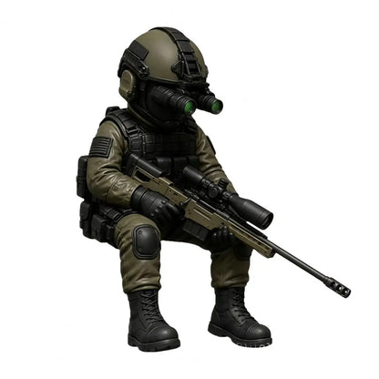 Soldier Decoration Sitting Snipers Statue Armed Special Forces Statue Military Soldier Sculpture Collectible Model