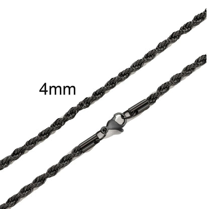 Punk Vintage Rope Chain Necklace for Men Women,Gold Color Stainless Steel Braided Twisted Chain,Hip Hop Casual Jewelry