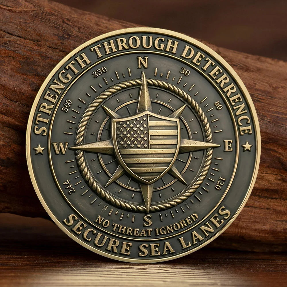 America First Freedom of Navigation Bronze Plated Commemoration Coin Strength Through Deterrence Collection Coin