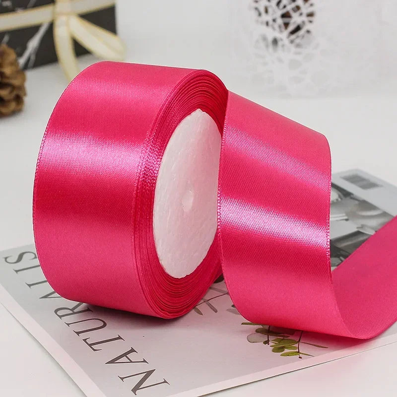 25yards/Roll 40mm Satin Ribbons Crafts Bow DIY Gift Wrap Wine Red Orange Yellow Green Blue Purple Black Gray Gold White Ribbo