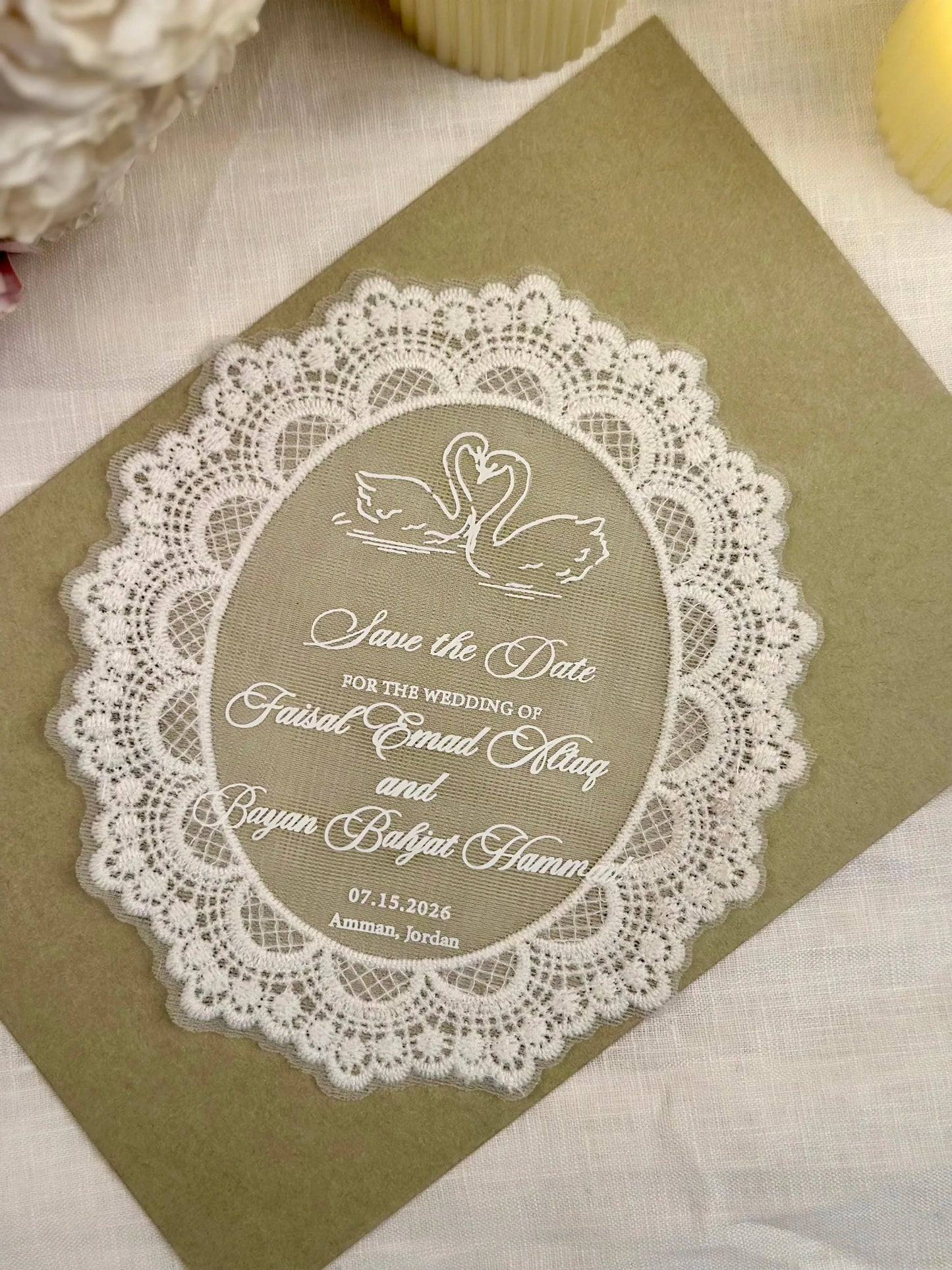 Custom Oval Lace Invitation Card Personalized Vintage Wedding Invites Elegant Party Dinner Invitation Wedding Table Decor