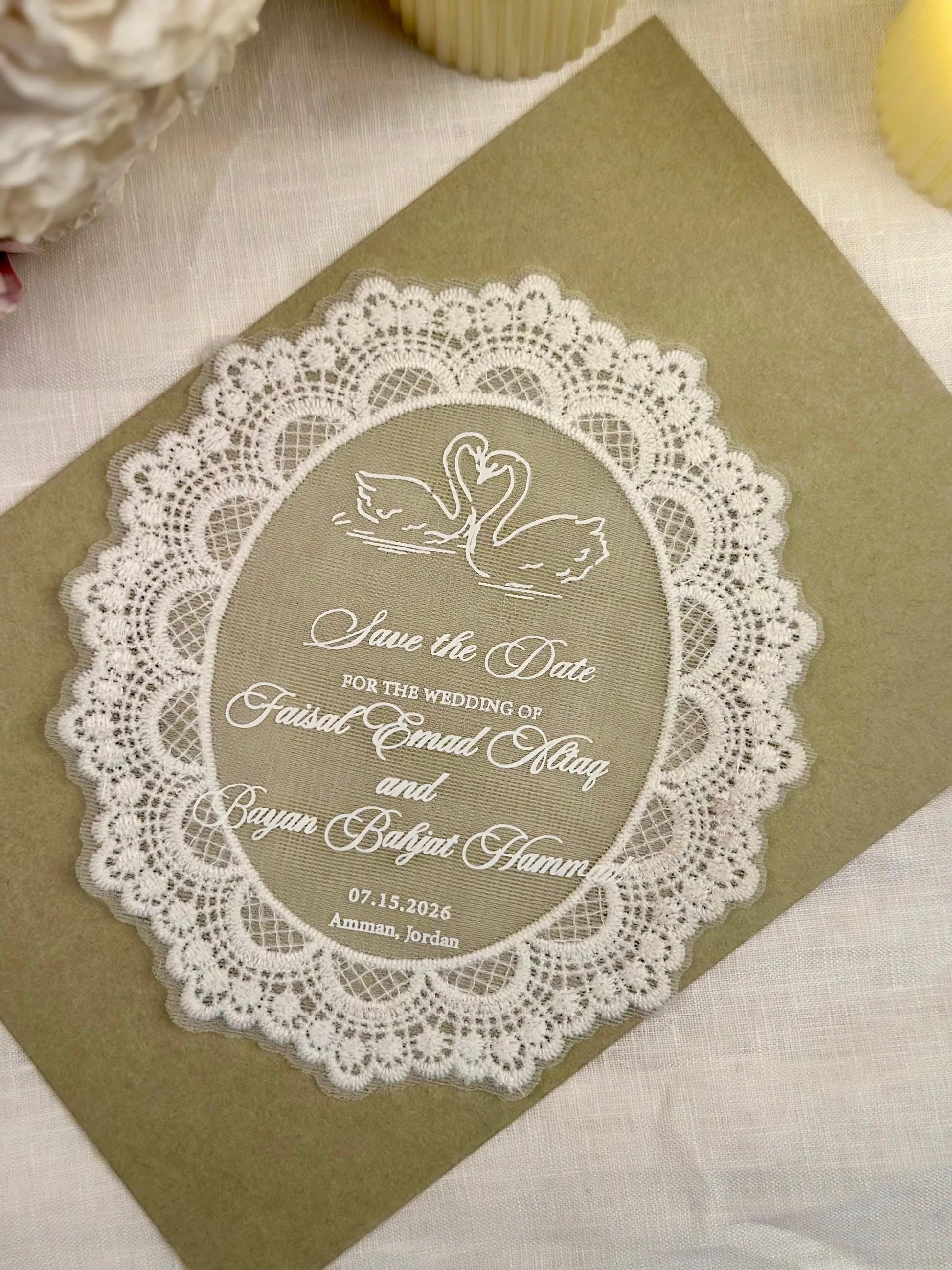 Custom Oval Lace Invitation Card Personalized Vintage Wedding Invites Elegant Party Dinner Invitation Wedding Table Decor