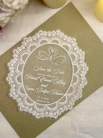 Custom Oval Lace Invitation Card Personalized Vintage Wedding Invites Elegant Party Dinner Invitation Wedding Table Decor